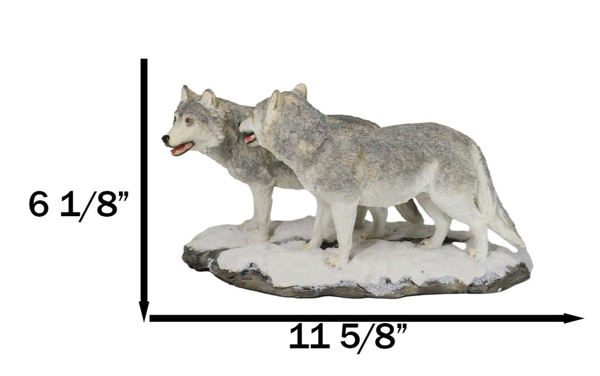 Winter Woodlands Moon Twilight Romance Arctic Snow Wolf Couple Figurine 11.5"L