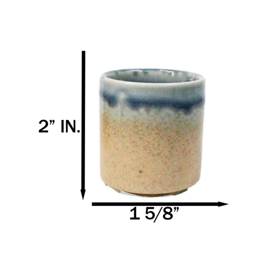 Set of 4 Artistic Blue River Sand Ao Nagashi Porcelain 1.25oz Ochoko Yuzu Cups