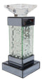 Modern Chic Beveled Floating Crystals Glass and Metal Pillar Candle Holder 11"H