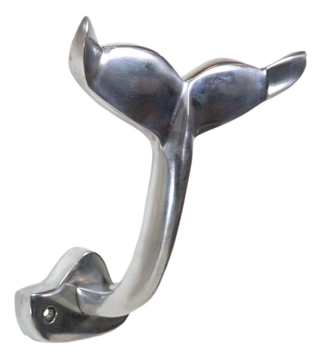 Nickel Plated Aluminum Nautical Baleen Blue Whale Tail Wall Coat Hook Hanger