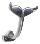 Nickel Plated Aluminum Nautical Baleen Blue Whale Tail Wall Coat Hook Hanger