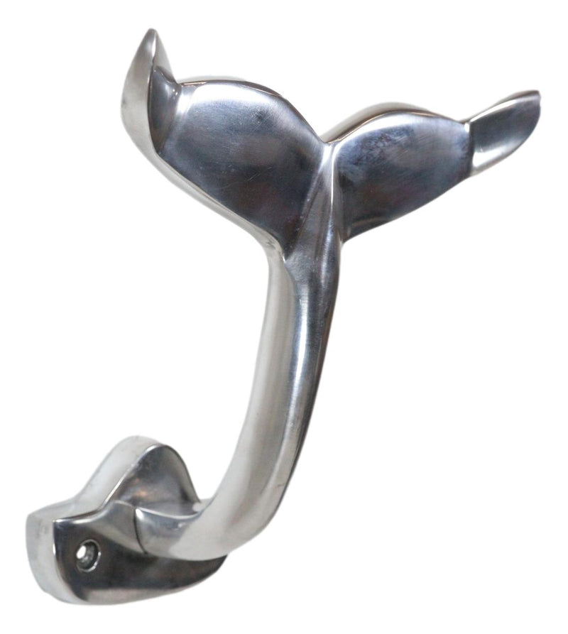 Nickel Plated Aluminum Nautical Baleen Blue Whale Tail Wall Coat Hook Hanger
