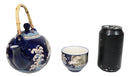 Blue Moon Rabbit Porcelain 30oz Teapot With Bamboo Handle And 4 Tea Cups Set