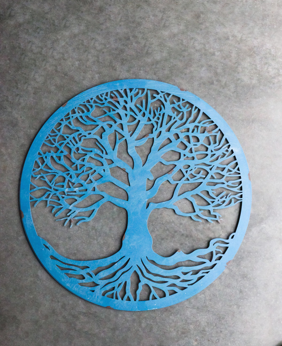 Blue 23"D Oversized Round Celtic Tree of Life Medallion Metal Wall Circle Plaque