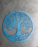 Blue 23"D Oversized Round Celtic Tree of Life Medallion Metal Wall Circle Plaque