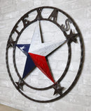 Western Patriotic Lone Star State Texas With 4 Stars Metal Wall Circle Sign 24"D