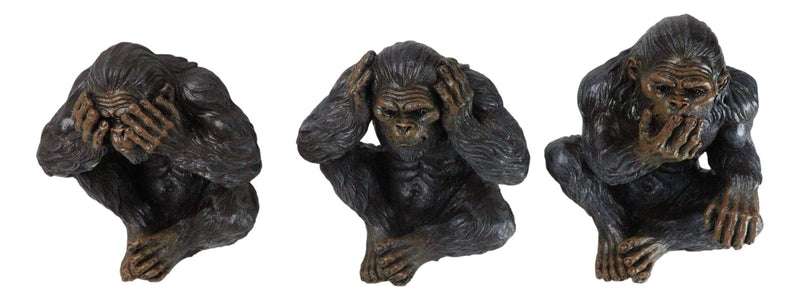 Forest Mythical See Hear Speak No Evil Sasquatch Big Foot Cryptid Apes Figurines