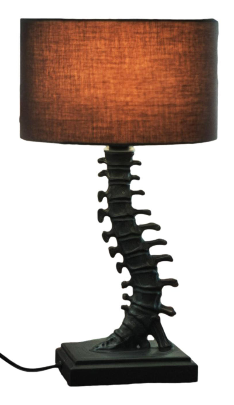 Vertebrae Back Bones Spine Skeleton Human Anatomy Table Lamp With Black Shade