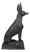 Ancient Egyptian Sitting Anubis in Jackal Dog Statue With Hieroglyphs Base 14"H