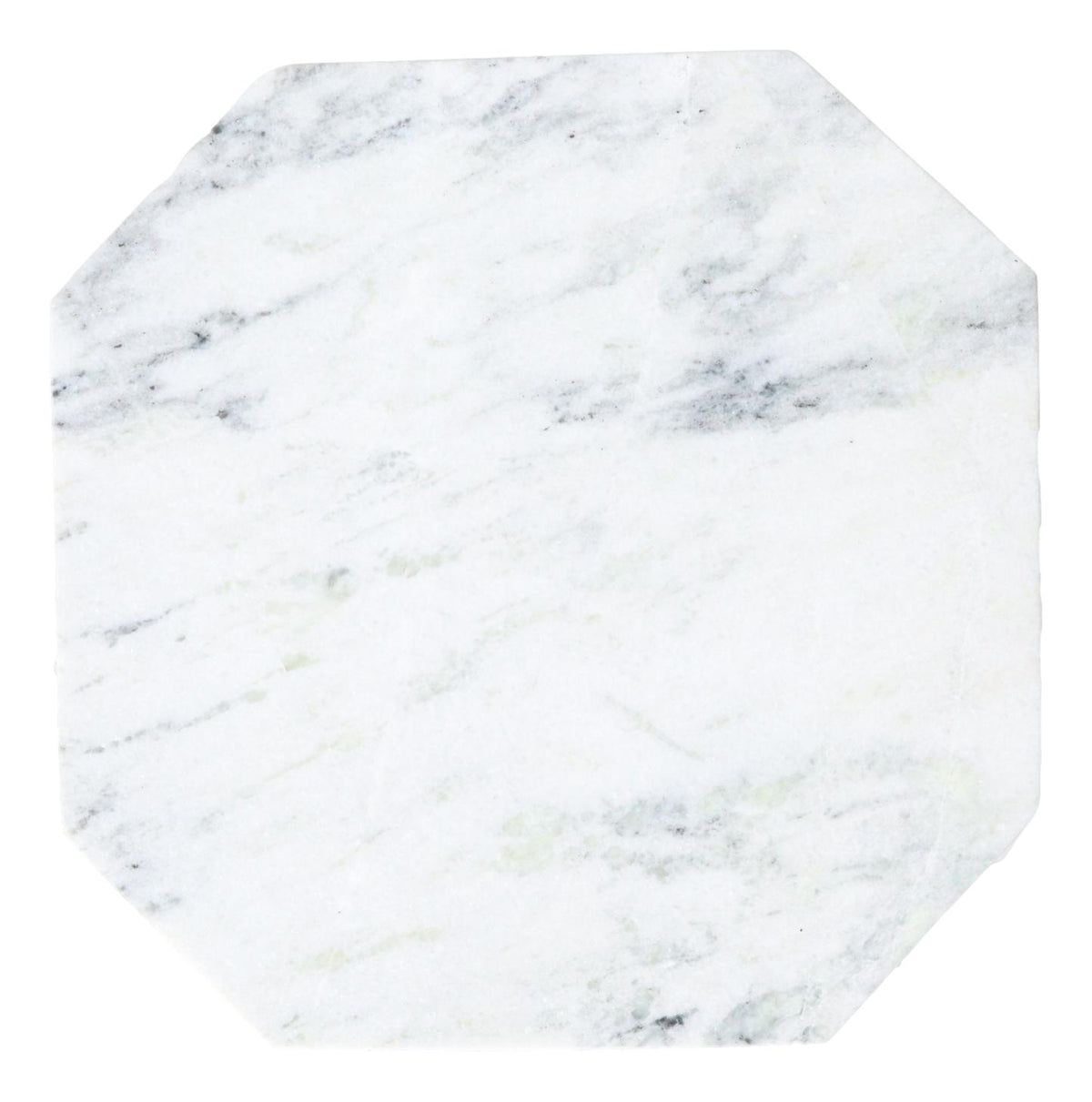 Contemporary Brushed Gold Metal With Natural Marble Top Octagonal Side Table