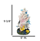 3 Blue Dolphins Swimming Around Coral Reef With Sunken Ship Anchor Figurine