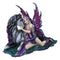 Purple Tribal Fairy Sitting With Midnight Key Lock Dark Unicorn Figurine 14.5"L