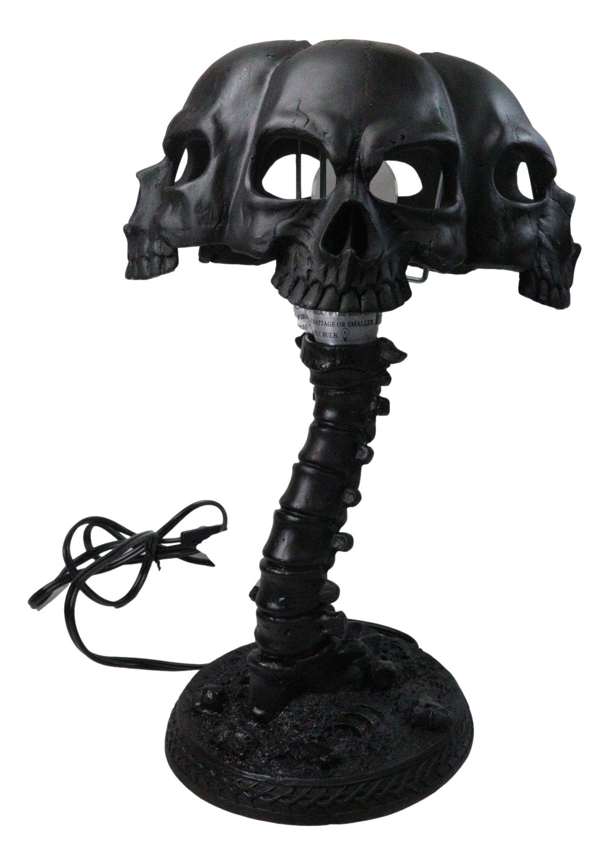 Ebros Black Evil Skulls Shade With Bone Skeleton Spine Column Table Lamp