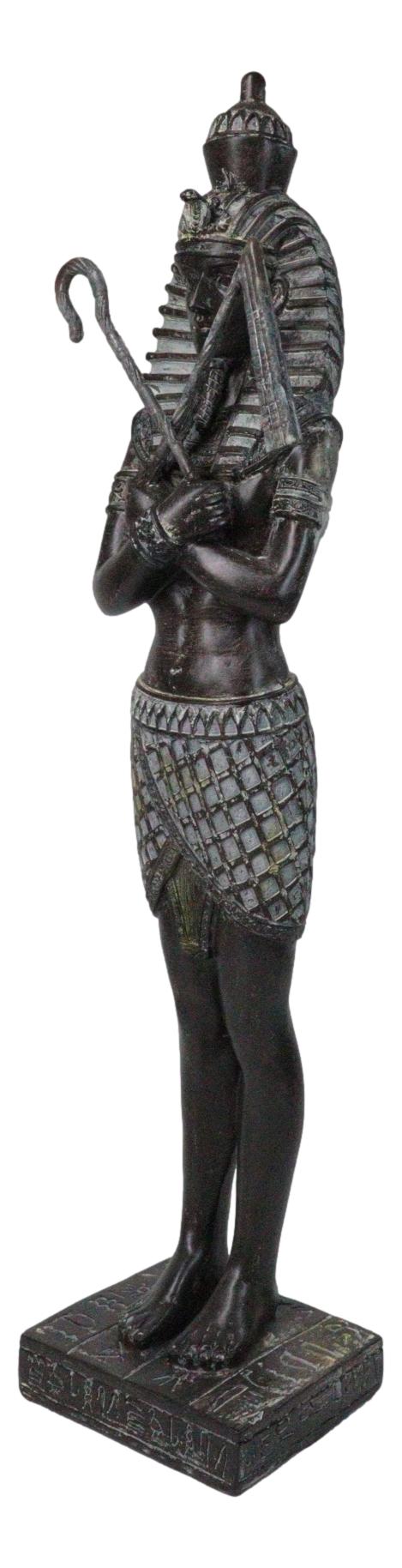 Egyptian Warrior King Pharaoh With Nemes Crook And Flail Standing On Base Statue