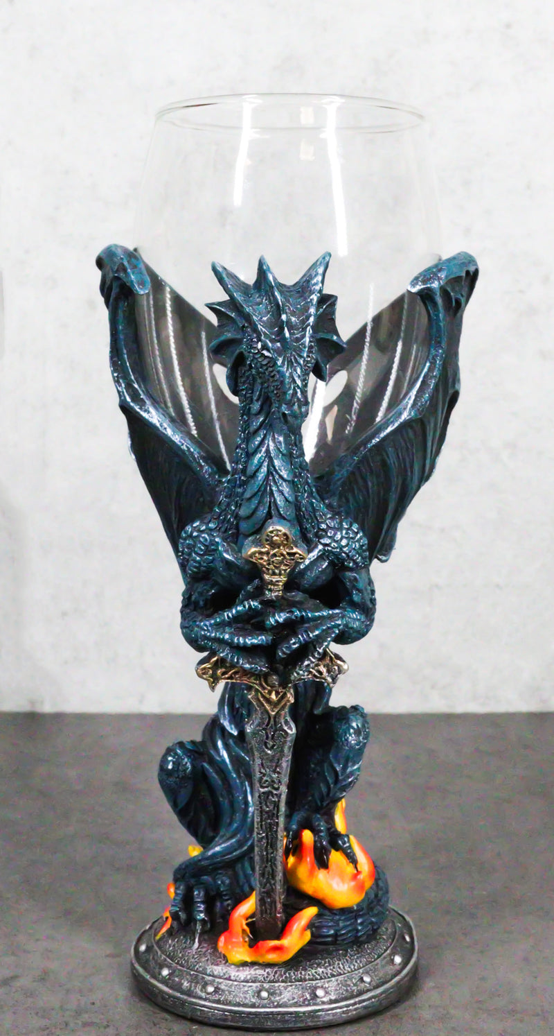 Fantasy Netherworld Fire Dragon Excalibur Blade Sword Glass Wine Goblet Chalice