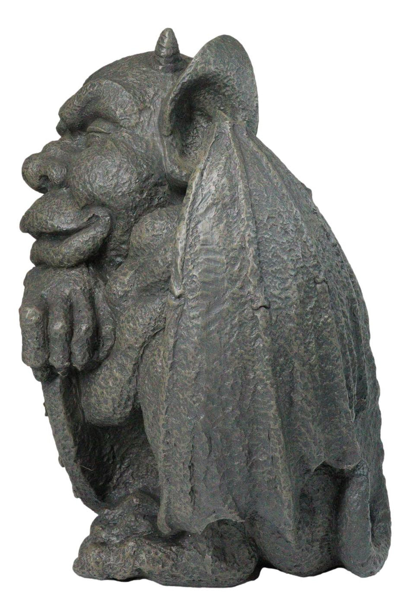 Gothic Stoic Warrior Notre Dame Gargoyle Shield Bearer Chimera Figurine 12"H