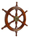 Nautical Marine Vintage Wood Brass Ship Steering Helm Boat Wheel Wall Decor 23"D