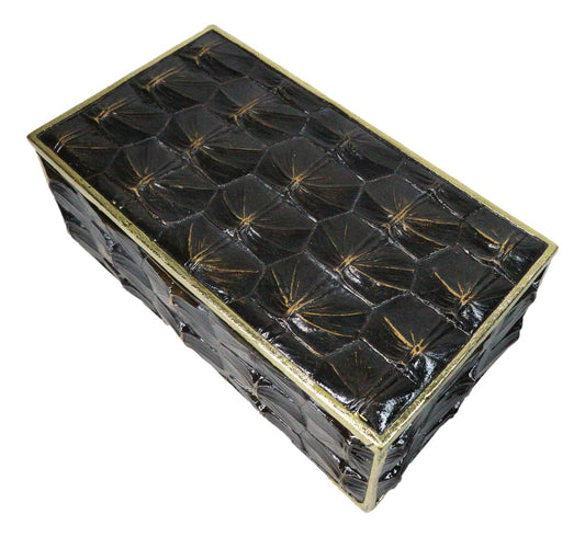 Realistic Faux Turtle Shell Print With Gold Trim Large Jewelry Trinket Box 10"L