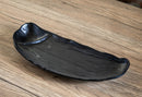 Pack Of 6 Half Moon Matte Black Melamine 2 Partitions Sushi Plates Platters 11"L