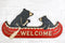 Rustic Father Bear With Cub Rowing Red Canoe Boat Welcome MDF Wall Decor Plaque