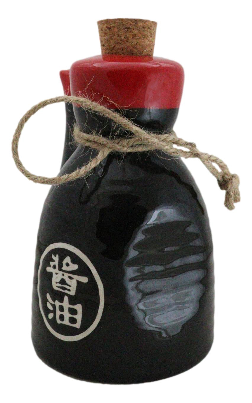 Pack of 6 Porcelain Calligraphy Soy Sauce Vinegar Condiment Dispenser Flask 7oz