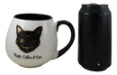 Wicca Magic Coffee Cats Feline Crescent Moon Cat With Gold Tone Ceramic Mug