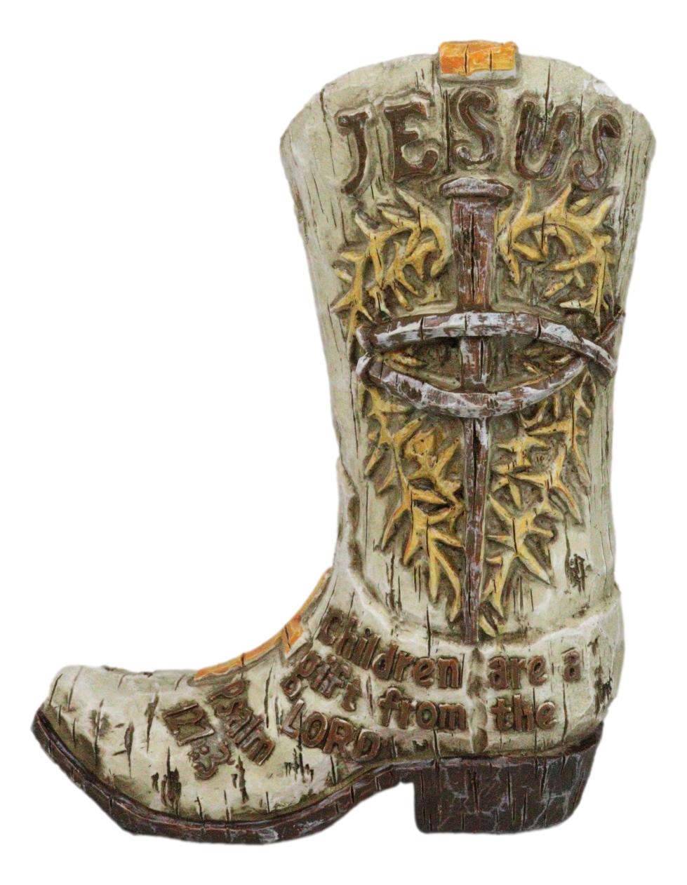 Western Spike Nail Ichthys Fish Crown Of Thorns Jesus Cowboy Boot Money Bank