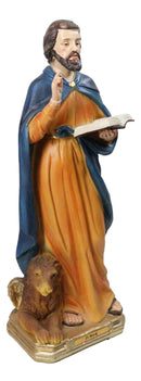 Christian Apostle Of Jesus Saint Mark The Evangelist with Lion Figurine 8"H