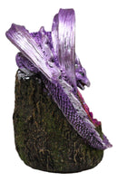 Fantasy Purple Moon Crater Dragon On Faux Geode Crystal Cove LED Light Figurine