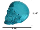 Set Of 12 Blue Translucent Witching Hour Gazing Skull Miniature Figurines 2.5"L