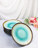 Pack Of 6 Crackle Green Midori Kannyu Round Appetizer Salad Dessert Plates 6.75"