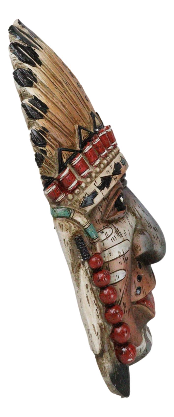 Southwestern Colorful Native American Indian Chief With Headdress Wall Plaque