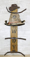 Rustic Western Howdy 4 Slot Cowboy Cowgirl Hats Wall Rack Hanger Organizer