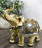 Golden Feng Shui Trunk Up Elephant With Gemstones Bullhook Tapestry Figurine