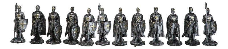 Set of 12 Medieval Crusader Knights Foot Soldiers In Suit of Armor Figurines