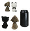 Whimsical Elephant Panda Black Bear And Wolf Set Of 4 Mini Bobblehead Figurines