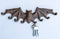 Cast Iron Rustic Dracula's Perch Winged Bat 8 Pegs Quadruple Wall Hook Decor