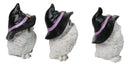 See Hear Speak No Evil Baby White Owls with Black Witch Hats Figurines Set Of 3