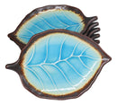 Pack Of 6 Blue Sky Aozora Kannyu Ceramic Leaf Shaped Appetizer Salad Plates