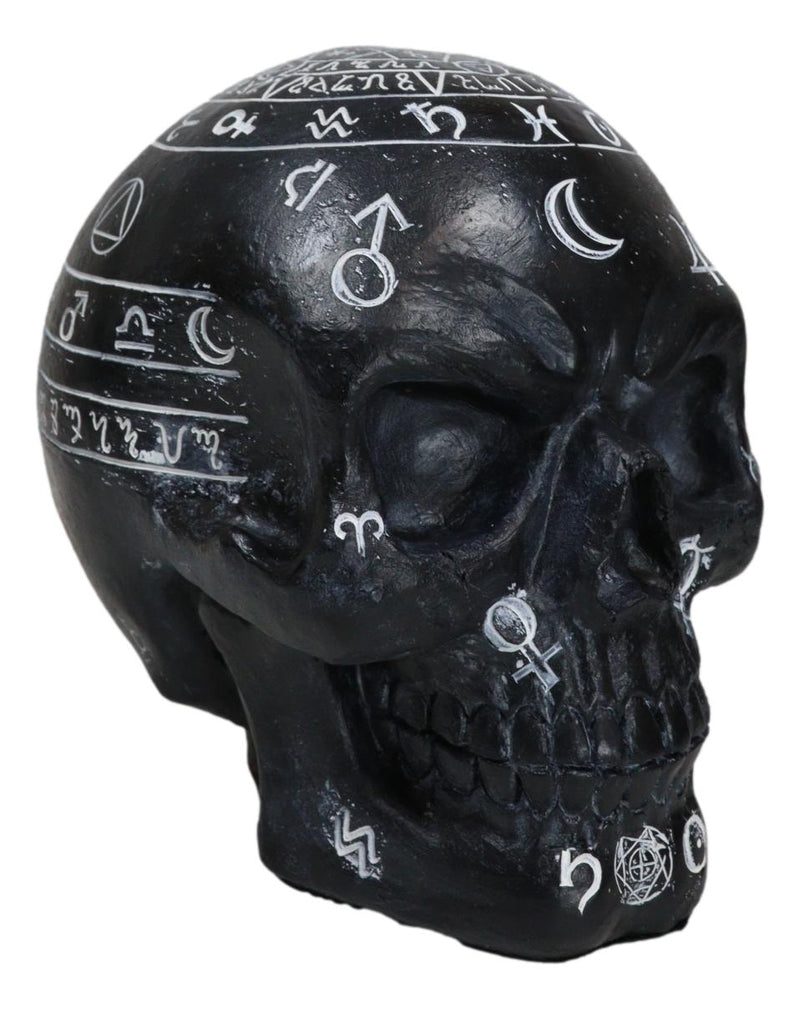 Gothic Wicca Black Mystic Arts Planetarium Zodiac Celestial Ancient Symbols Skull Figurine