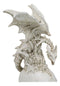 Ossuary Macabre Skeleton Bone Dragon Perching On Gothic White Skull Figurine