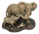 Safari Savanna Marching Troop Elephant Father and Calf in Jungle Figurine 8.75"L