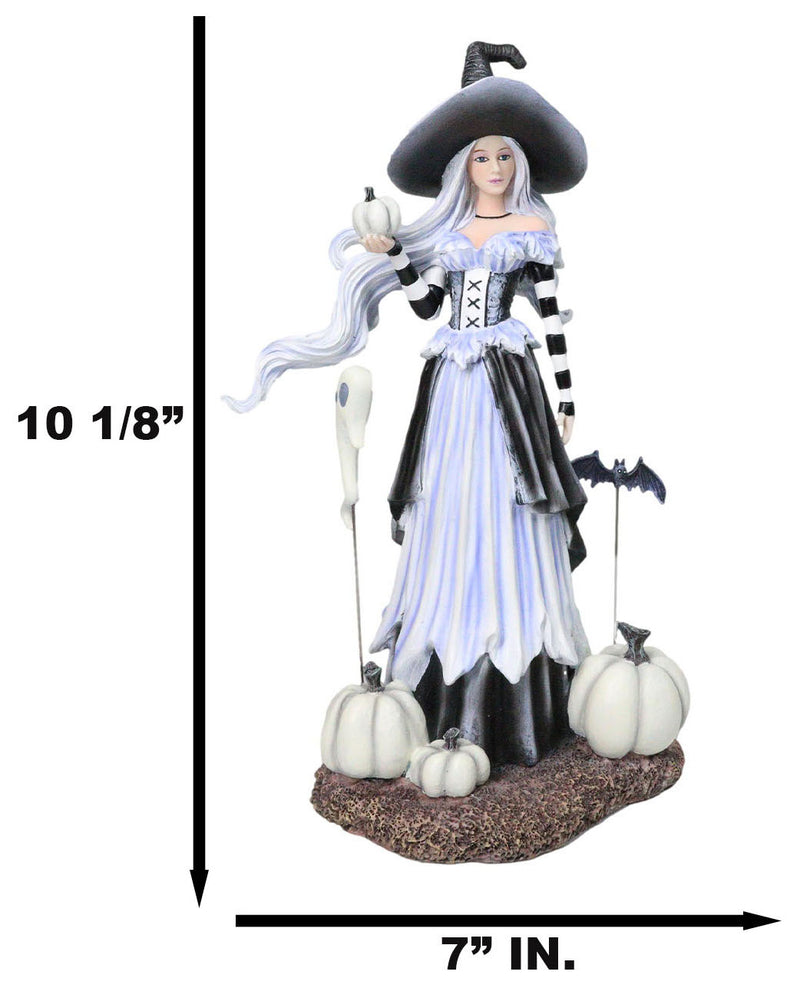 Fantasy Amy Brown Ghost Pumpkins Witch With Bat and Haunted Spirit Figurine