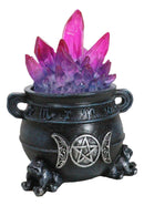 Wicca Triple Moon Pentagram And Zodiac Symbols LED Crystals Cauldron With Toads