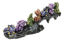 Colorful Metallic Dragon Wyrmlings On Sloped Bridge Cliff Rock Decor Figurine