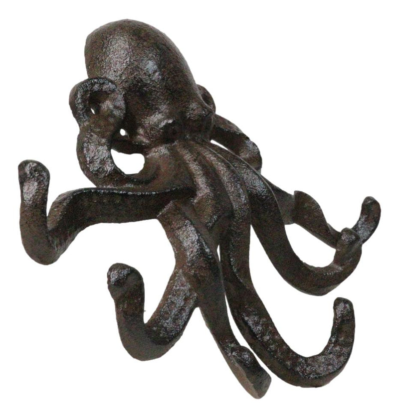 Rustic Cast Iron Nautical Sea Octopus Cthulhu 6 Pegs Tentacles Wall Hook Decor