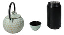 Mint Green Honeycomb Petite Cast Iron Teapot 10oz With 4 Mini Tea Cups Set