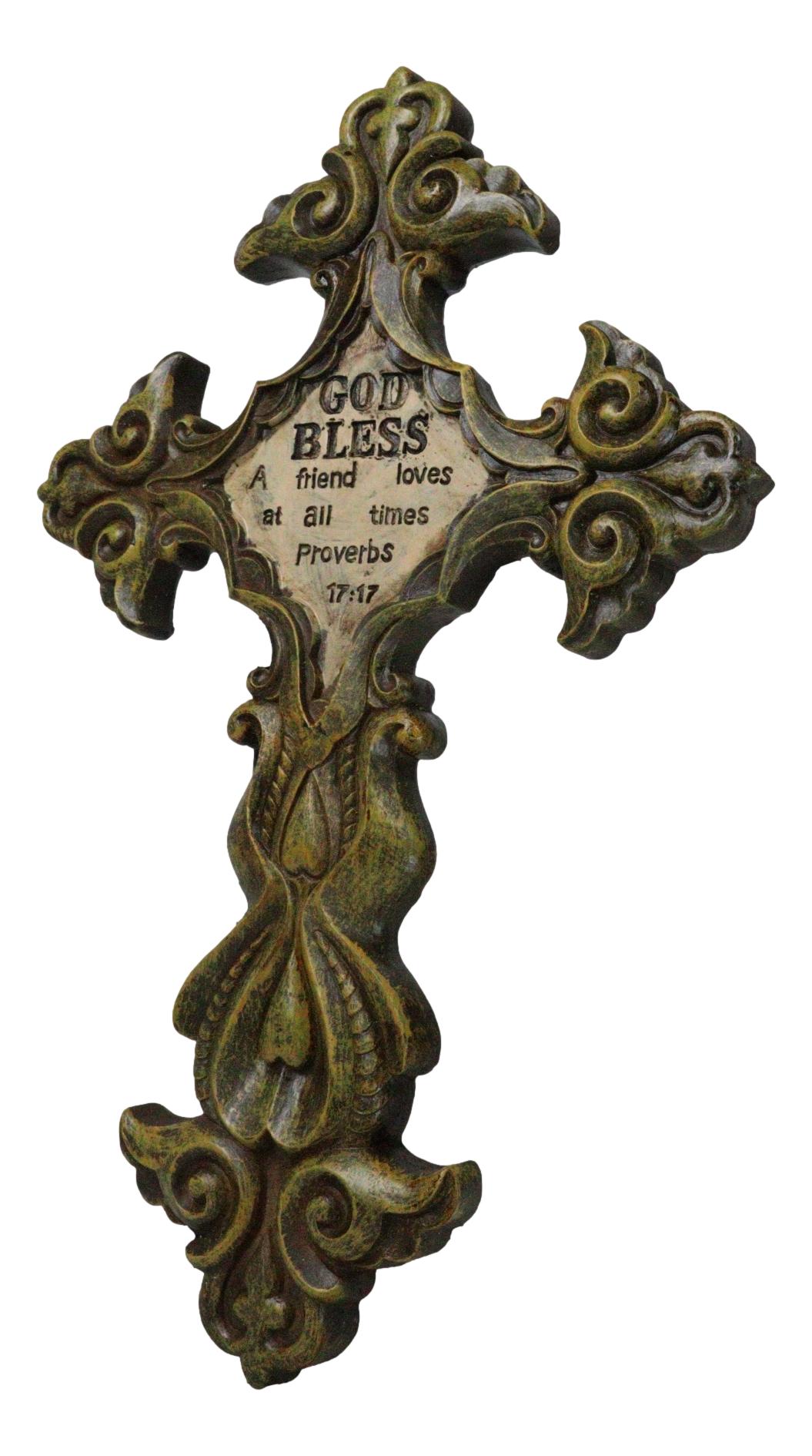 Rustic Southwestern Fleur De Lis Scrollwork God Bless A Friend Loves Wall Cross