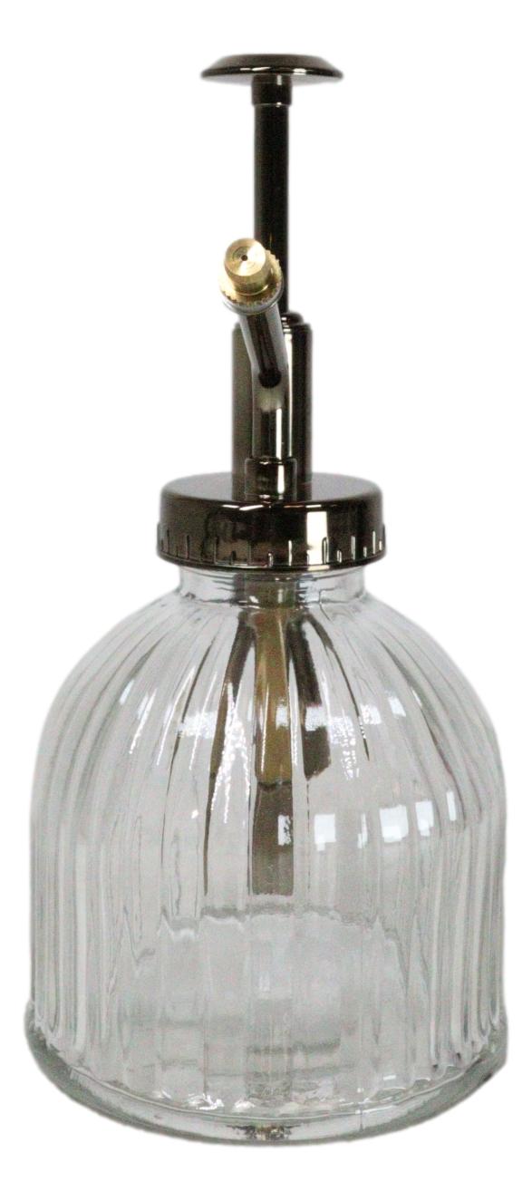 Ribbed Glass Vintage Style Home Botanical Flowers Plant Mister Spray Ornament