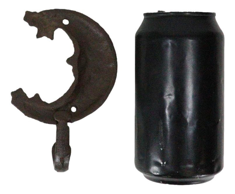 Pack Of 3 Rustic Cast Iron Celestial Half Crescent Moon And Stars Wall Hooks